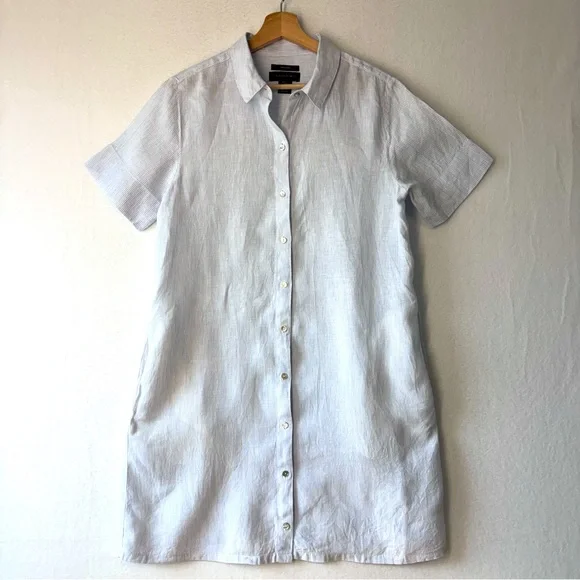 chinese dress ladies TAHARI Navy Linen Blend Shift Dress Size 14  alineconsignment